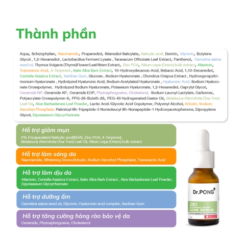 Serum giảm mụn, ngừa thâm mụn Dr.PONG 28D Whitening Drone Acne 15ml