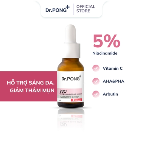 Serum hỗ trợ dưỡng trắng da, giảm thâm mụn Dr.PONG 28D Whitening Drone Serum 16ml