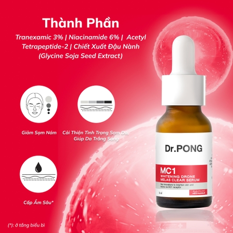 Serum giảm nám, tàn nhang Dr.PONG MC1 Whitening Drone Melas Clear 16ml