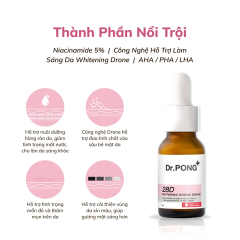 Serum trắng da, mờ thâm mụn Dr.PONG 28D Whitening Drone 16ml
