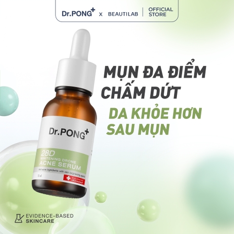 Serum hỗ trợ giảm mụn, ngừa thâm mụn Dr.PONG 28D Whitening Drone Acne Serum 15ml