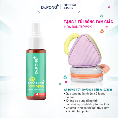 Xịt dưỡng hỗ trợ giảm mụn cơ thể Dr.PONG B3 Acne Clear Body Spray Serum 60ml