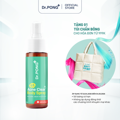 Xịt dưỡng hỗ trợ giảm mụn cơ thể Dr.PONG B3 Acne Clear Body Spray 60ml