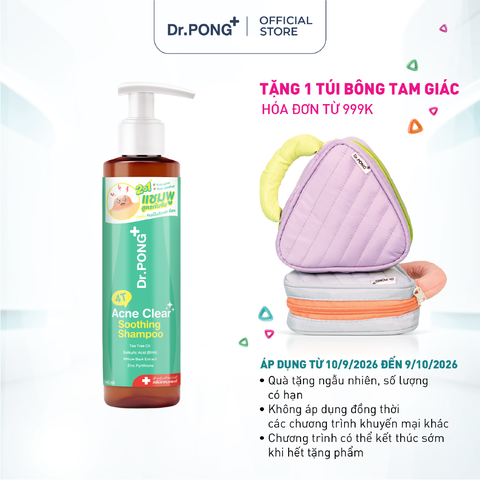 Dầu gội hỗ trợ làm sạch dầu và giảm mụn da đầu Dr.PONG 4T Acne Clear Soothing Shampoo 140ml
