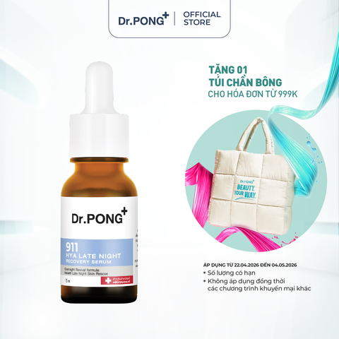 Serum dưỡng ẩm và phục hồi da Dr.PONG 911 Hya Late Night  Recovery Serum 15ml