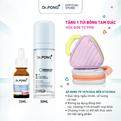 Serum dưỡng ẩm và hỗ trợ phục hồi da Dr.PONG 911 HYA LATE NIGHT RECOVERY SERUM