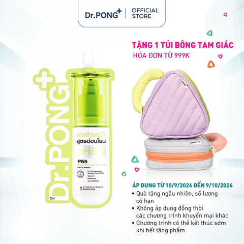 Gel rửa mặt hỗ trợ giảm mụn Dr.PONG p55 BHA Acne Clear Face Wash 20ml
