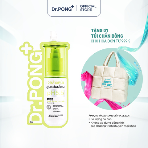 Gel rửa mặt giảm mụn Dr.PONG p55 BHA Acne Clear Face Wash 20ml