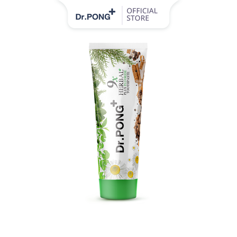 Kem đánh răng từ thảo dược & fluoride trắng răng, thơm miệng Dr.PONG 9X HERBAL PLUS FLUORIDE TOOTHPASTE 100g