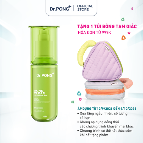 Toner hỗ trợ giảm mụn, kiềm dầu Dr.PONG Acne Clear Glowing Toner 100ml