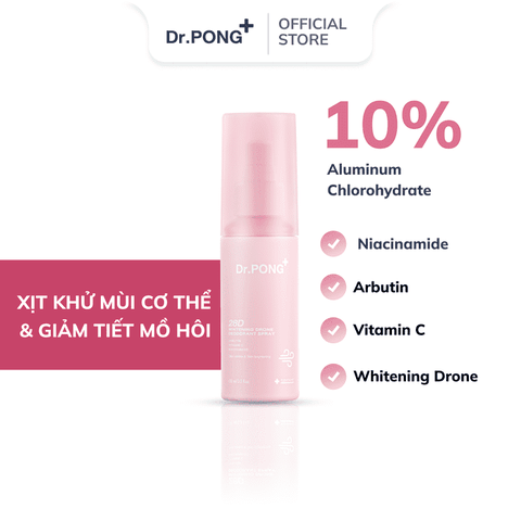 Xịt khử mùi trắng da, mờ thâm Dr.PONG 28D Whitening Drone Deodorant Spray 100ml
