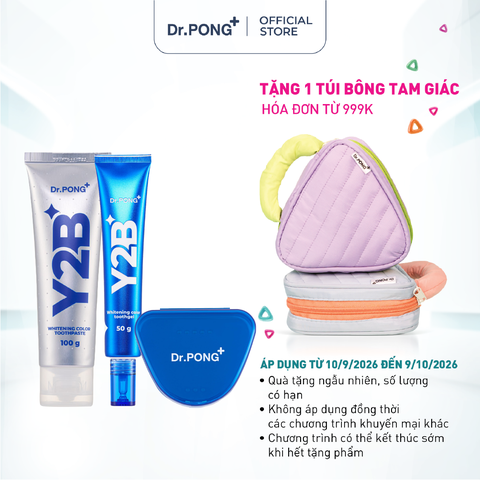 Set hỗ trợ làm trắng răng 2 bước Dr.PONG Y2B Whitening Color Set Toothpaste & Toothgel Set 100g