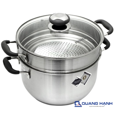 Bộ 2 nồi xửng 3 đáy 24 cm Fivestar ST24-SLC vung kính