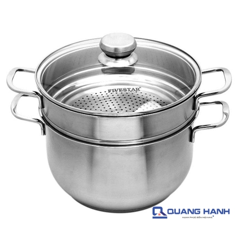 Bộ 2 nồi xửng 3 đáy 26 cm Fivestar ST26-3DG vung kính