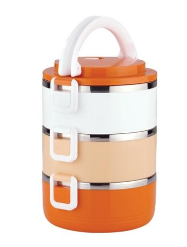 Camen đựng cơm La gourmet® Millennium PAC2GO 3 ngăn 2.1L(cam/trắng)
