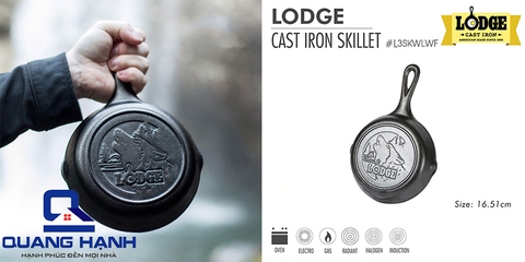 Chảo gang Lodge 16.5 cm đáy hình sói
