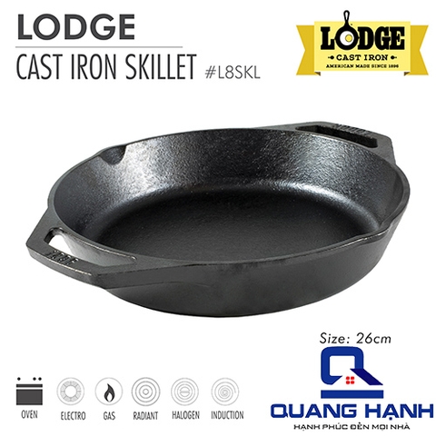 Chảo gang Lodge L8SKL hai tay cầm 26 cm