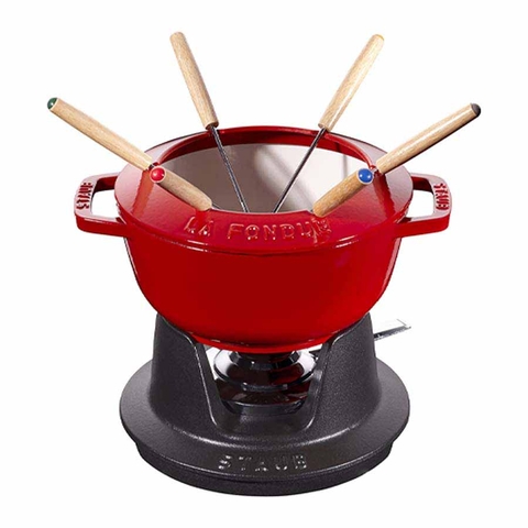 Bộ nồi ăn lẩu Staub fondue màu đỏ cherry 20cm
