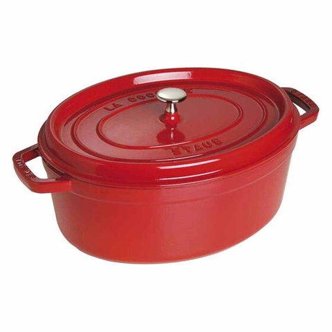 Nồi gang oval Staub màu đỏ cherry 27cm - 3.2L