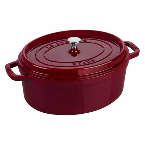 Nồi gang oval Staub màu đỏ lựu 31cm - 5.5L