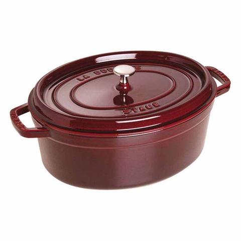 Nồi gang oval Staub màu đỏ lựu 37cm - 8L