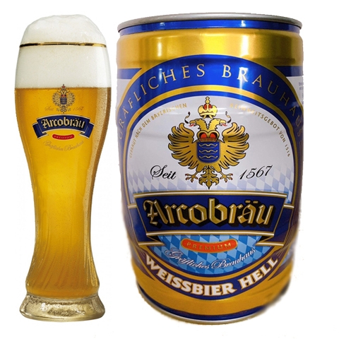Bia Arcobrau Weissbier Hell 5.3% Đức – bom 5 lít