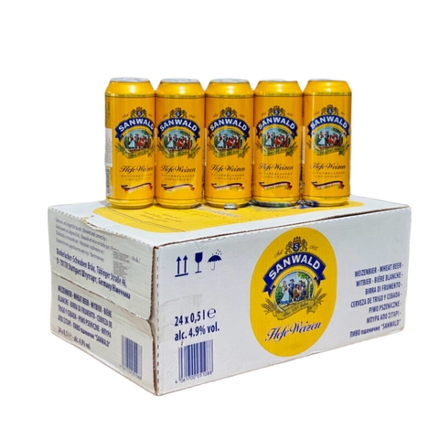 Bia Sanwald Hefe Weizen 4,9% Đức – thùng 24 lon 500ml