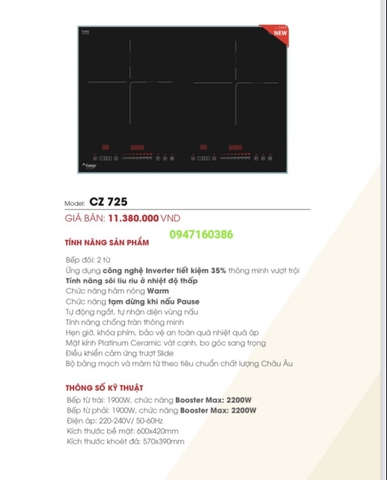 Bếp từ Canzy CZ 725