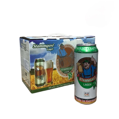 Hộp quà bia Stammgast Lager 5% Đức – 8 lon 500ml