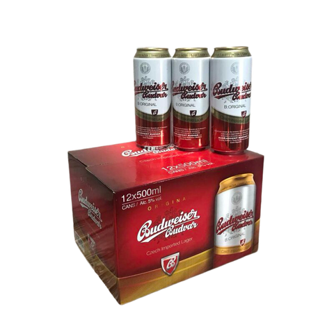 Xách bia Budweiser Budvar Tiệp – 12 lon 500 ml