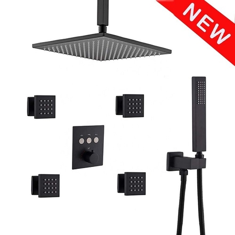 Sen tắm mạ màu đen âm tường nhiệt độ Daelim HD-00269 (Bát 40x40cm)