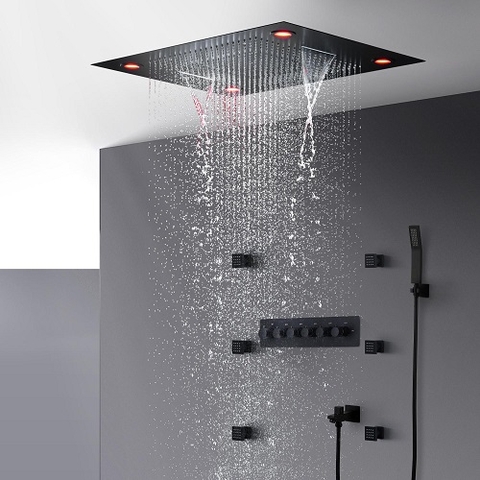 Sen tắm âm trần nóng lạnh màu đen DAELIM 04004W (KT bát sen lớn : 600x800mm)