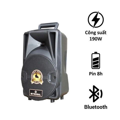 Loa kéo di động Mitsunal T801, công suất 190W, kèm 2 micro