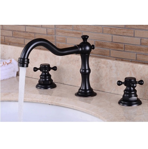 Vòi chậu lavabo vòi bồn tắm 3 lỗ mạ màu đen Daelim DL-225072B