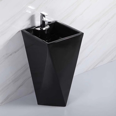 Chậu rửa mặt màu đen nghệ thuật chân đứng đá nhân tạo Dantalux DTL-2084