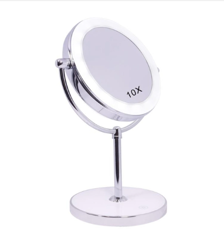 Gương trang điểm đặt bàn có đèn led, xoay 2 mặt - 1 mặt phóng đại x10