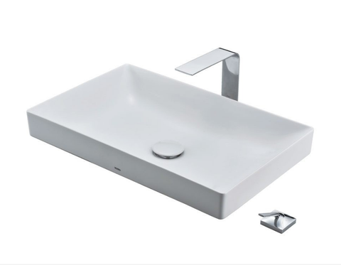 Chậu vành mỏng Linear Ceram đặt trên bàn TOTO LT4716G17, men trắng bóng .