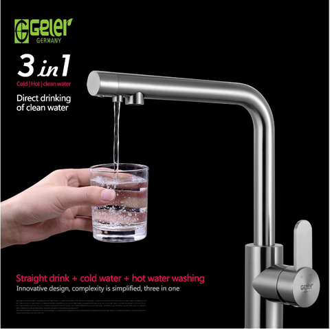 Vòi rửa bát Geler GL 3040 nóng lạnh, có thêm đường nước RO