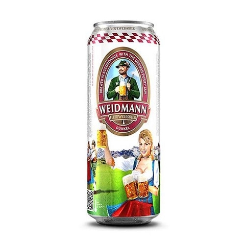 Bia Weidmann Hefeweissbier Dunkel 5% Đức – thùng 24 lon 500ml