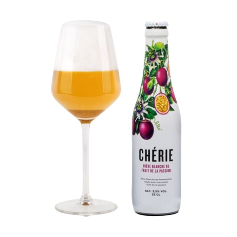 Bia Cherie Biere Blanche (vị chanh leo) 3.5% Bỉ – chai 330ml