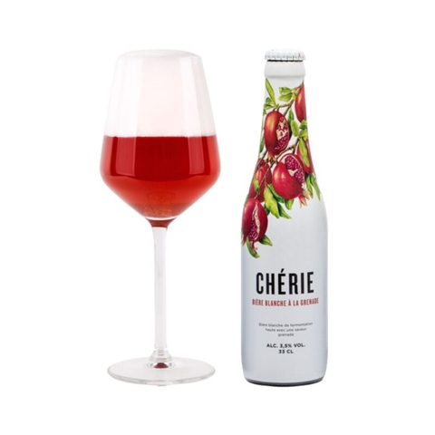 Bia Cherie Biere Blanche (vị lựu) 3.5% Bỉ – chai 330ml