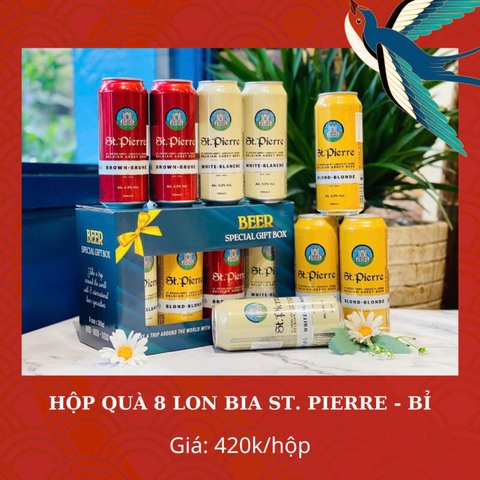 Hộp quà 8 lon bia St. Pierre Bỉ