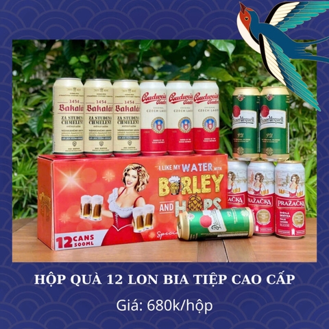 Hộp quà 12 lon bia Tiệp