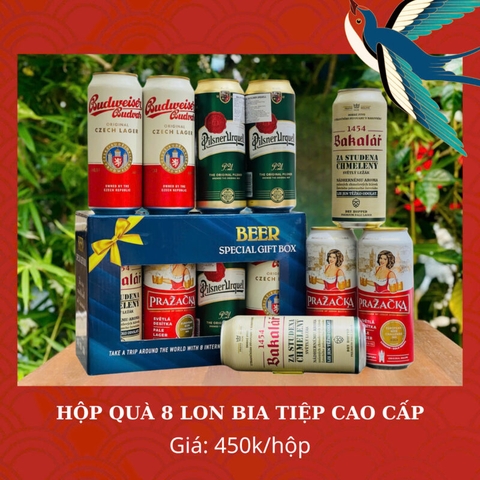 Hộp quà 8 lon bia Tiệp