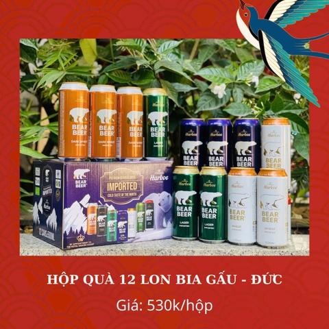 Hộp quà 12 lon bia Gấu Đức