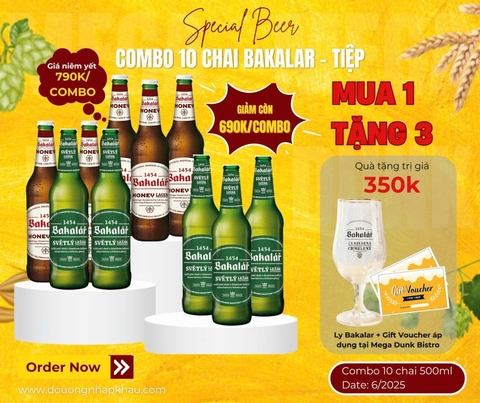 Combo 10 chai bia Bakalar – Tiệp