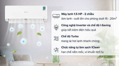 Máy lạnh 2 chiều Casper Inverter 1.5 HP QH-12IU36A