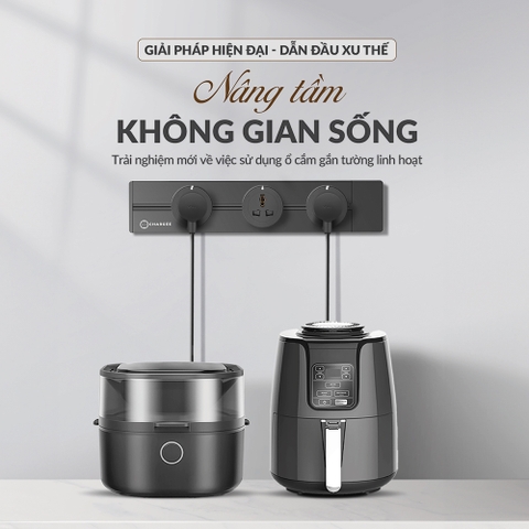 Combo Ổ cắm thanh ray CHARGEE 60cm + 3 ổ đa năng led điểm T60-3S1