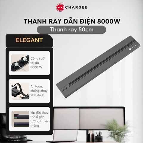 Chargee ELEGANT Thanh ray lắp nổi 50/60/80cm - Đen/Xám - Nhựa/Kim loại