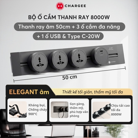 Combo Thanh ray âm tường 50cm CHARGEE ELEGANT